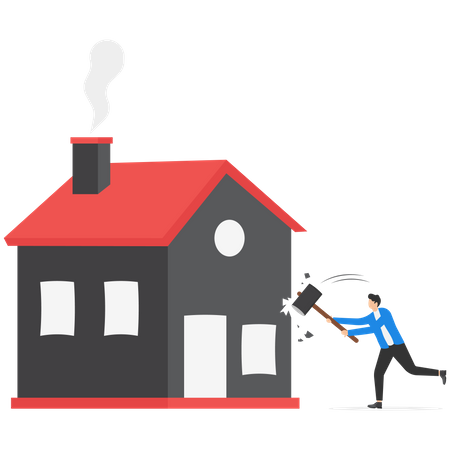 Man breaking the house  Illustration
