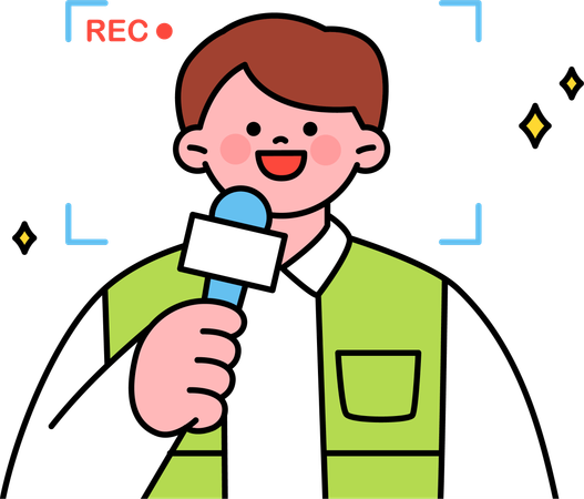 Man broadcasts live news  Illustration