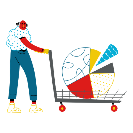 Man brought graphics in basket  Illustration