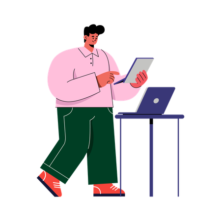 Man browsing e commerce online  Illustration