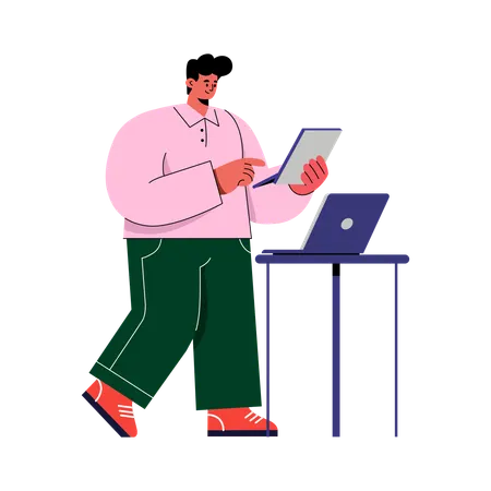 Man browsing e commerce online  Illustration
