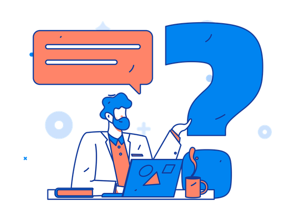 Man browsing through FAQ  Illustration