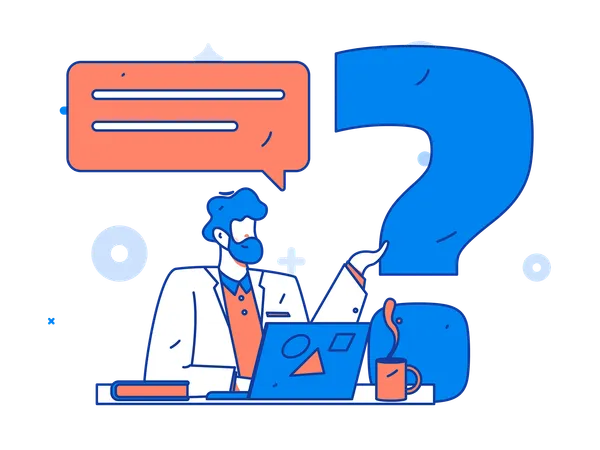 Man browsing through FAQ  Illustration