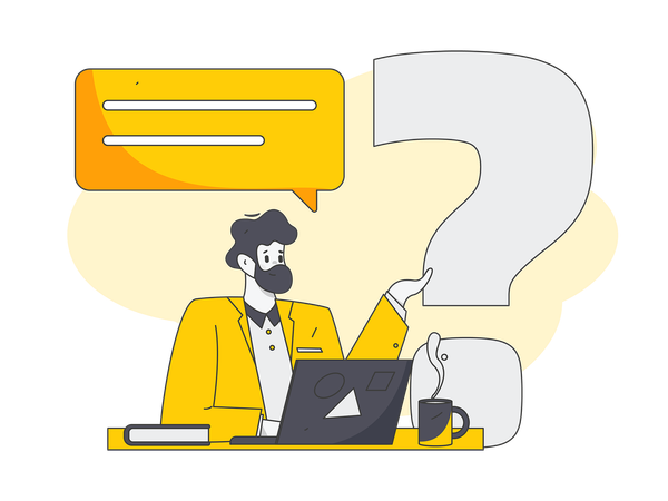 Man browsing through FAQ  Illustration