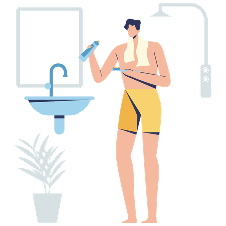 Man Brushing his Teeth  Illustration