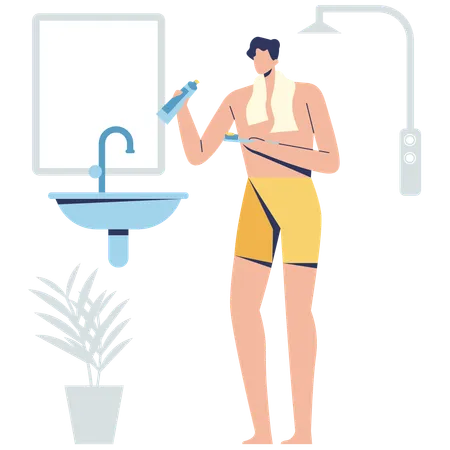 Man Brushing his Teeth  Illustration