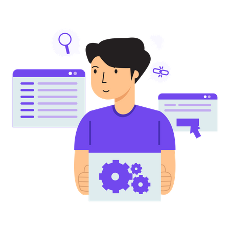 Man Builder Search Engine Optimization  Illustration