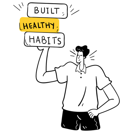 Man Building Healthy Habits  Illustration