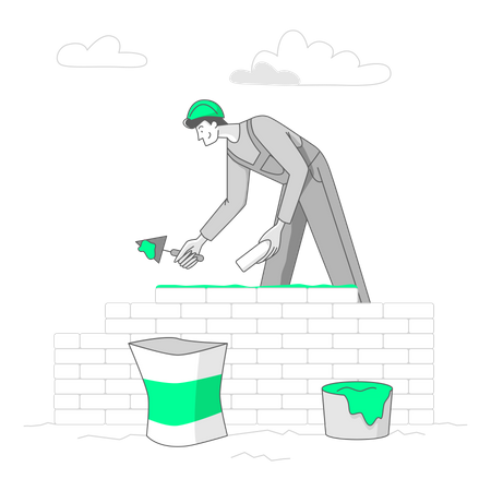 Man building wall  Illustration