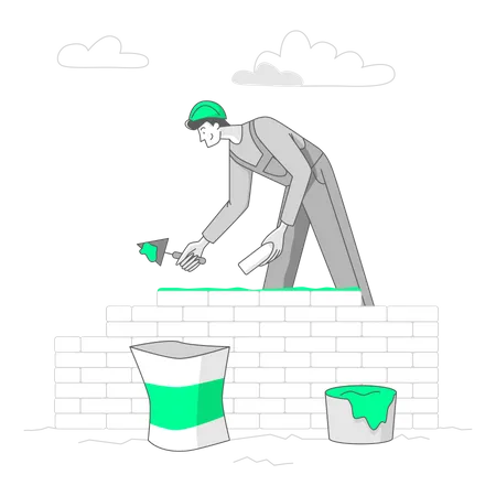 Man building wall  Illustration