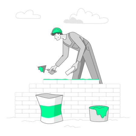 Man building wall  イラスト