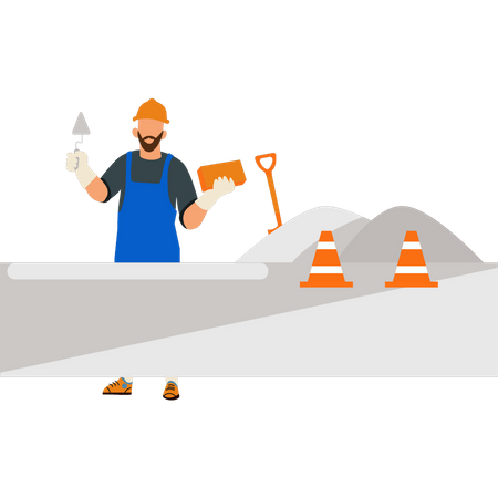 Man building wall  イラスト