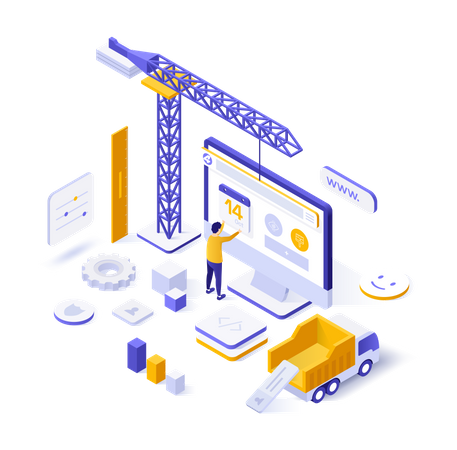Man building website  Illustration