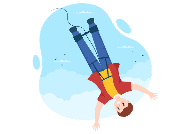 Man Bungee Jumping  Illustration