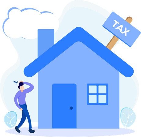 Man burden with property tax  Illustration