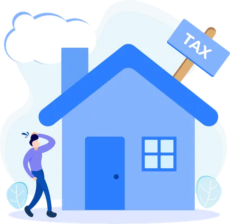 Man burden with property tax  Illustration