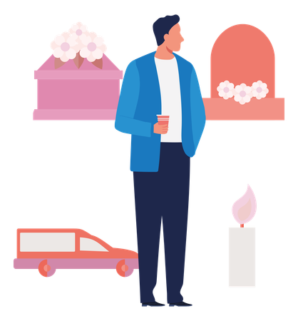 Man Burning candle from paraffin wax  Illustration