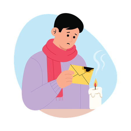 Man Burning love Letter  Illustration