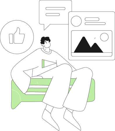 Man busy doing online chatting  Illustration