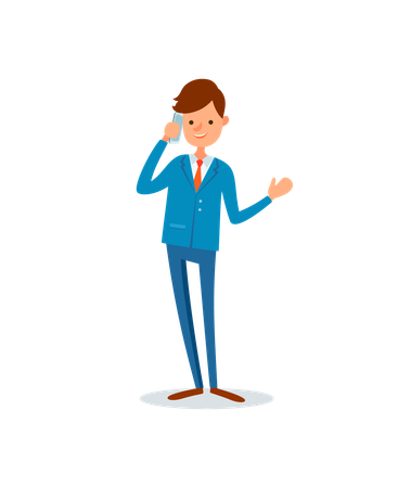 Man busy talking on mobile phone with clients  Illustration