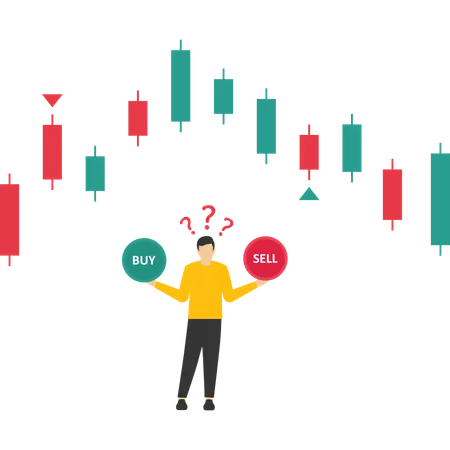 Man buy and sell in stock market  Illustration