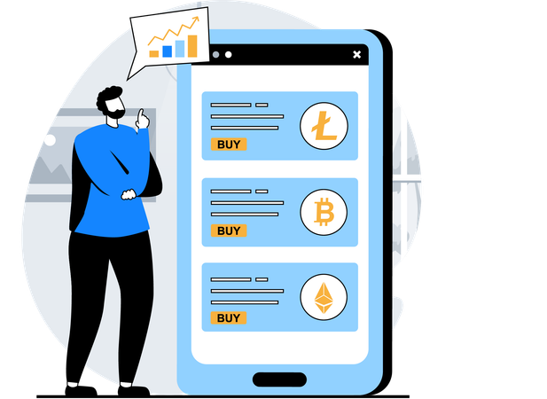 Man Buy Cryptocurrency  Illustration