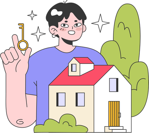 Man buy house  Illustration