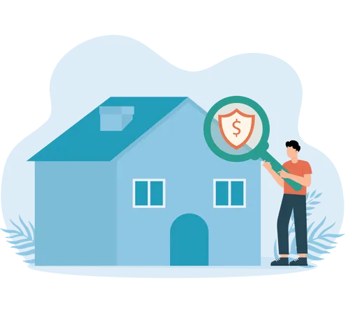 Man Buy House insurance  Illustration