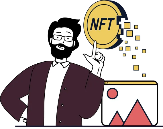 Man buy nft token  Illustration