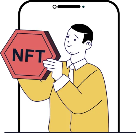 Man buy nft token  Illustration