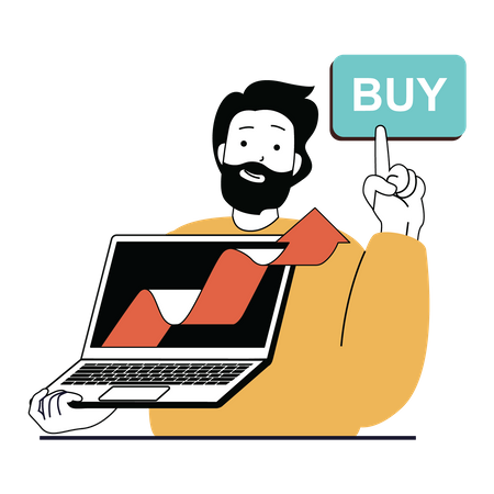 Man buy online stock  Illustration