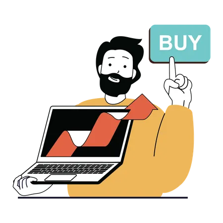 Man buy online stock  Illustration