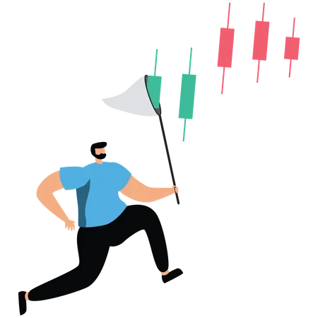 Man buy stock when price getting down  Illustration