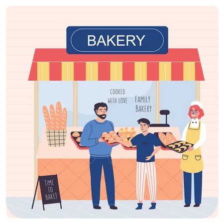 Man buying bread from bakery  Illustration