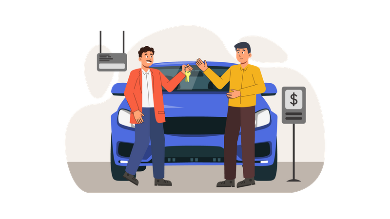 Man buying car  Illustration