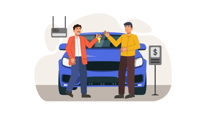 Man buying car  Illustration