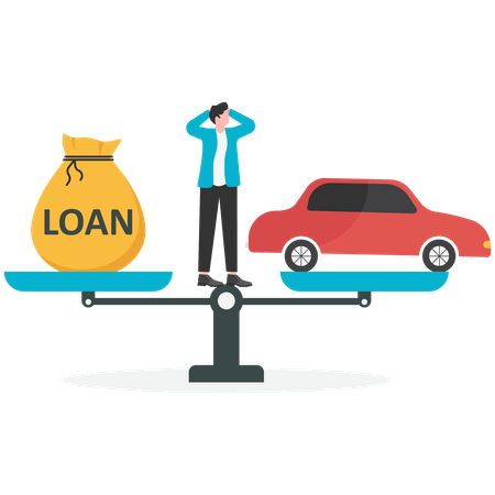 Man Buying car in debt  Illustration