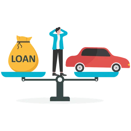 Man Buying car in debt  Illustration