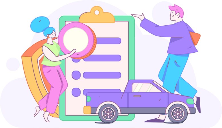 Man Buying Car Insurance  Illustration