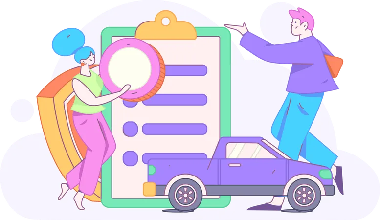 Man Buying Car Insurance  Illustration