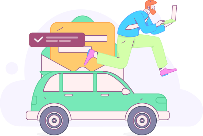 Man Buying Car Insurance  Illustration