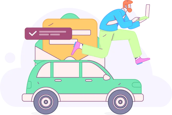 Man Buying Car Insurance  Illustration