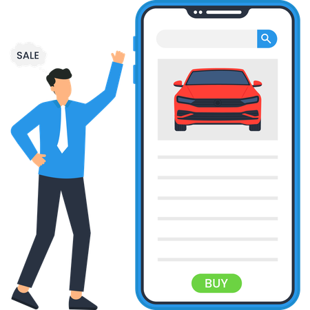 Man buying car online  Illustration