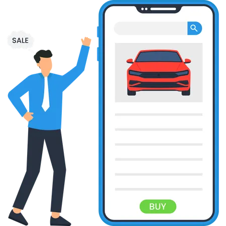 Man buying car online  Illustration