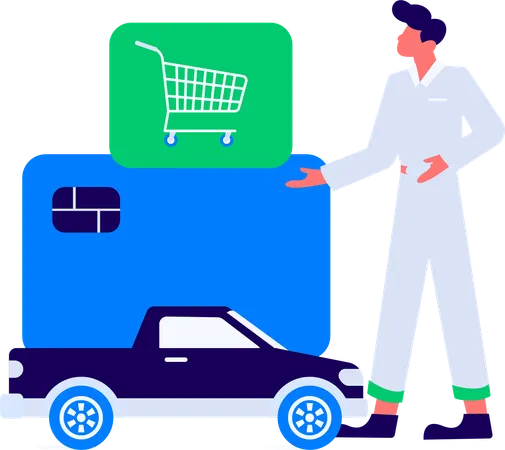 Man buying car using credit card  Illustration