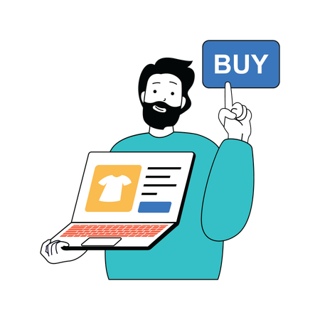 Man buying cloth online  Illustration