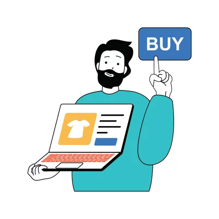 Man buying cloth online  Illustration