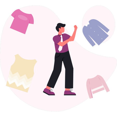 Man buying cloth online  Illustration