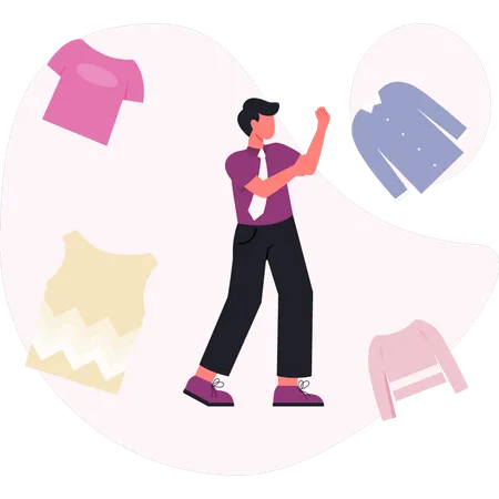 Man buying cloth online  Illustration