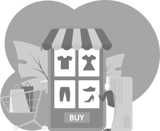 Man Buying Clothes From Mobile Shopping App  Illustration